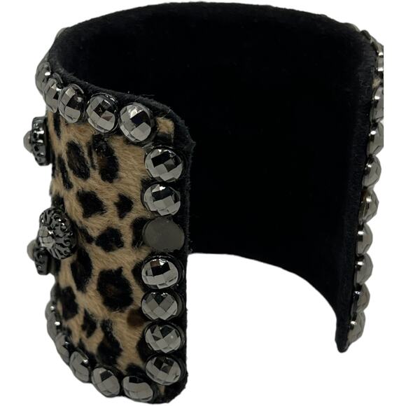 Western Leopard Cuff Bracelet Turquoise Crystal Wide Boho Statement Adjustable - Picture 13 of 16